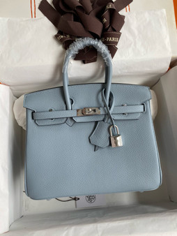 Hermes Blue Line Birkin 25 cm Togo Palladium Hardware