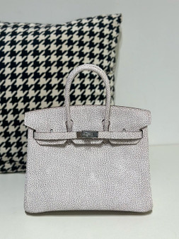 HERMÈS BIRKIN 25 WHITE DALMATIAN BUFFALO PALLADIUM HARDWARE