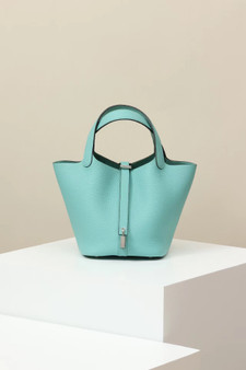 Hermes Blue Atoll Picotin Lock 18 Togo Leather Bag
