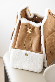 CHANEL Limited Edition 25 Small Handbag  Crumpled Shearling Sheepskin