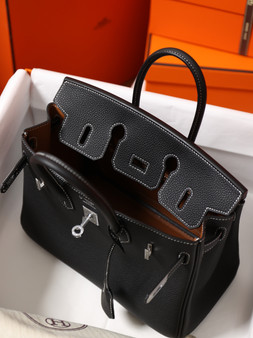 Hermes Special Order Black/Gold  Birkin 25 cm Togo Palladium Hardware