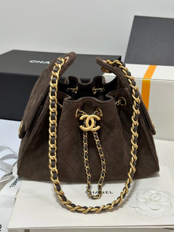 CHANEL Cruise 2025/26 CHANEL 25 Mini Handbag Suede Calfskin Brown