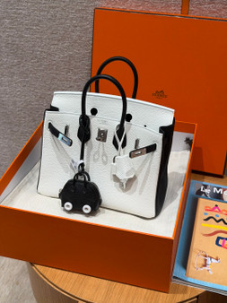 Hermes Special Order (HSS) Black/White  Birkin 25 cm Togo Palladium Hardware