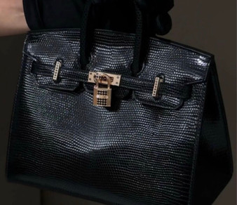 Hermes Birkin Sellier 20cm Serti Noir Lezard Nilo Lisse Spinals