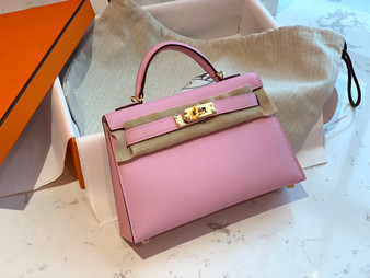 Hermes X9 Mauve Sylvestre Mini Kelly II 20 Epsom leather Gold Hardware 