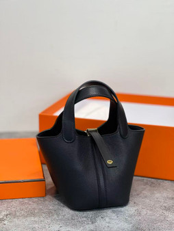 Hermes Picotin Lock Micro Mini 14 Bag Black Clemence Tote Gold Hardware