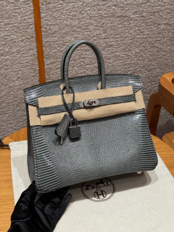 Hermès Birkin 25: Gris Foncé Salvator Lizard