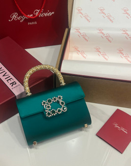 Roger Vivier Efflorescence Mini Bag in Satin Green