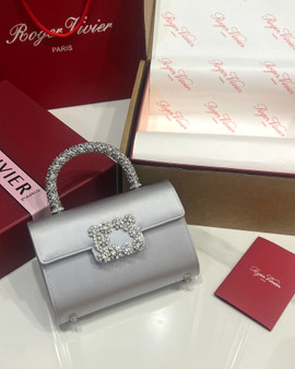 Roger Vivier Efflorescence Mini Bag in Satin Silver