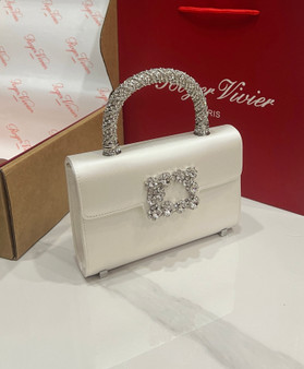 Roger Vivier Efflorescence Mini Bag in Satin White