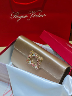 Roger Vivier Efflorescence Satin Pochette Gold