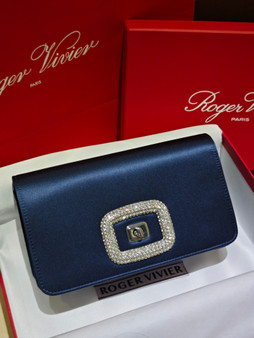 Roger Vivier Viv' Choc Mini Clutch Navy