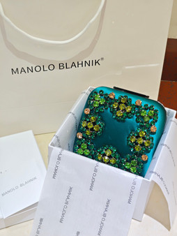 Manolo Blahnik Hangi Petinia Crystal Silk Clutch