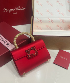 Roger Vivier Efflorescence Mini Bag in Satin Red