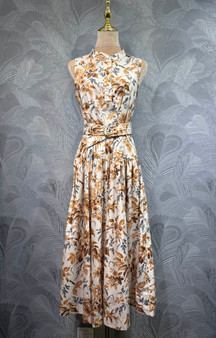 Oscar de la Renta stand collar cotton floral print sleeveless dress (2026 summer new)