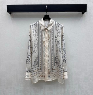 Hermès Silk Printed Long Sleeve Shirt