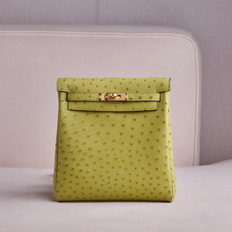Hermes Kelly Ado Backpack Avocado Ostrich Gold Hardware 