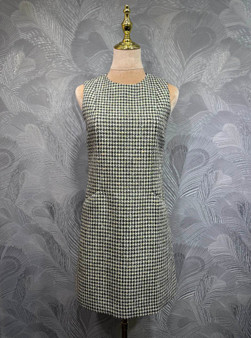 Christian Dior Houndstooth Beaded Sequin Sleeveless Dress (Medium: Bust 88cm, Waist 82cm, Length 88cm)