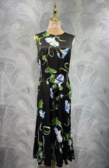 Oscar de la Renta Floral Print Sleeveless Dress, 2026 Summer New Collection - Black/Multi (S-XL)