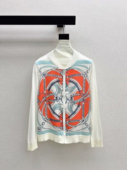 Hermes 26Ss Spring Summer Silk Blend Printed Cardigan