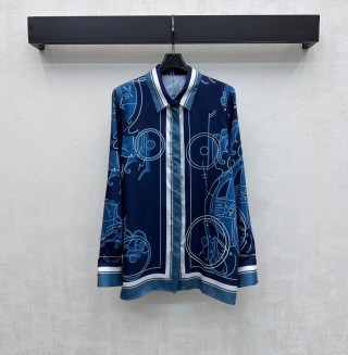 Hermes Silk Printed Long Sleeve Shirt (2026 New Release)