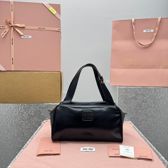Miu Miu Arcadie Leather Bowling Bag - Black