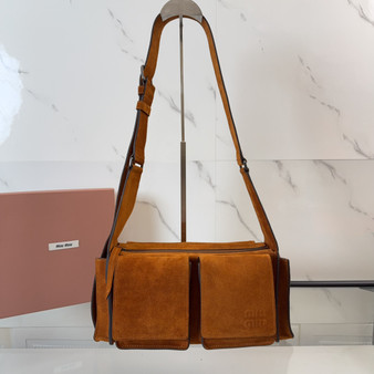 Miu Miu SS26 Suede Messenger Bag - Yellow Brown (II)