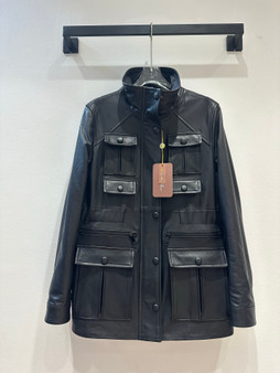 Loro Piana Spring 2026 Multi-Pocket Leather Field Jacket - Black