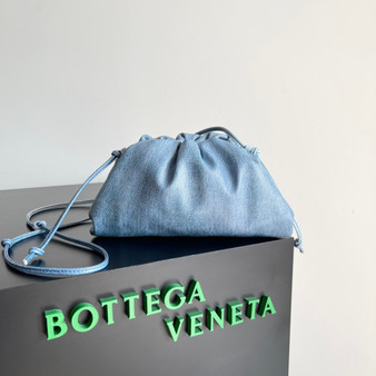 Bottega Veneta Mini Dustbag Intrecciato Leather Bag - Mint Blue