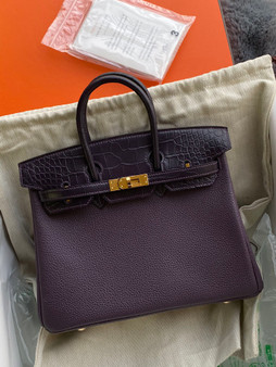Hermès Birkin 25 Touch – Matte Alligator Grape Purple Gold Hardware