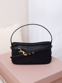 Miu Miu Nappa Leather Tote Bag - Black