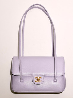 Chanel SS26 Preppy Coco Small Flap Bag - Grained Shiny Calfskin & Gold-Tone Metal - Lavender