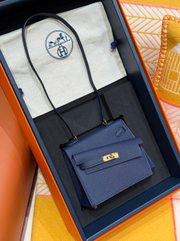 Hermes Kelly Sellier 20 en Desordre Blue Royal