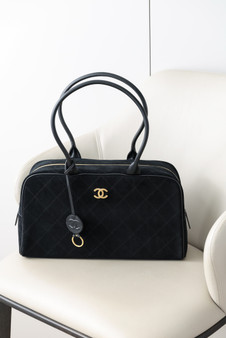 Chanel 26S Bowling Bag Black Suede