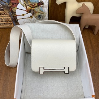 Hermès Geta Hobo Bag Nata Cream Chevre Leather Silver Hardware