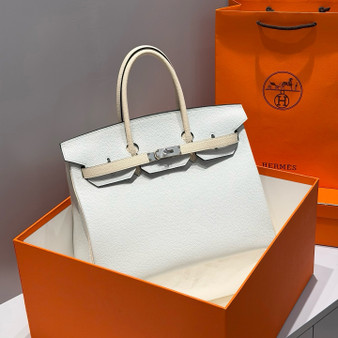 Hermès Birkin 35 Special Order (HSS) Bicolor in Gris Platine & Craie Togo