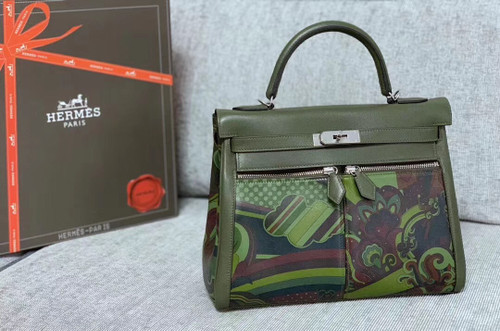 Hermès Kelly Lakis 32 Veau Swift V6 Canopee  Palladium Hardware by BellaVitaModa Personalization 