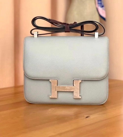  Hermes 4Z Gris Mouette Constance 18 Epsom bag with Palladium Hardwares 