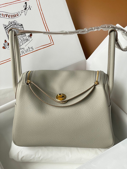 Hermes Gris Perle  Lindy 26 Togo Gold HW