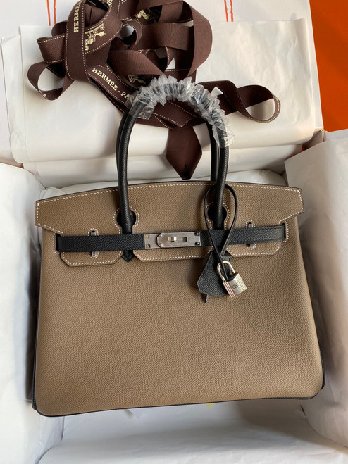 Hermès Etope/Black Birkin 30 cm Epsom Leather Palladium Hardware 