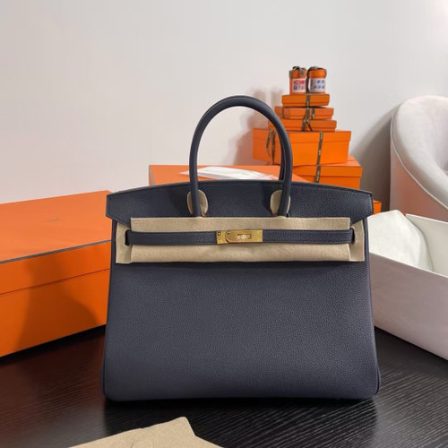  Hermès Birkin 35 cm Blue Nuit Togo Leather Gold Hardware 