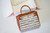 Hermes Dechainee Toile de Camp and Fauve Barenia Gold Kelly 28cm 