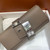  HERMES 23cm Etoupe Swift Leather Palladium Plated Medor Clutch Bag