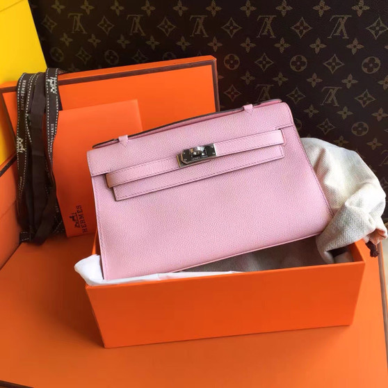 Hermès P1 Sakura Pink Mini Kelly Pochette Epsom Leather Palladium Hardware Hermès P1 Sakura Pink Mini Kelly Pochette Epsom Leather Palladium Hardware