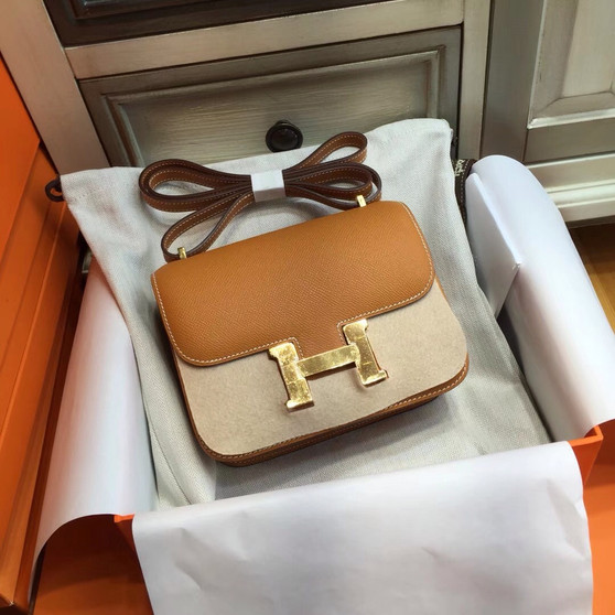 Hermes Toffee Constance Epsom leather 18cm Gold Hardware