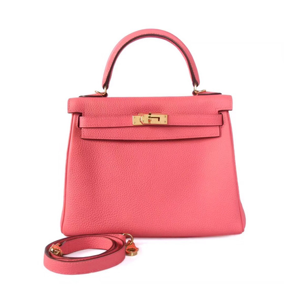Hermès U5 Rose Lipstick Kelly 25  Togo Gold Hardware