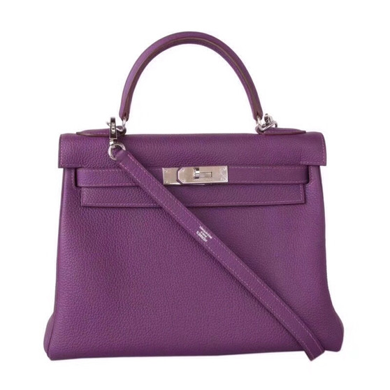 Hermès P9 Anemone Kelly 32 Epsom Palladium Hardware