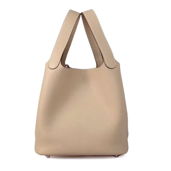 Hermes 81 Gris Picotin Lock MM Togo Leather Bag