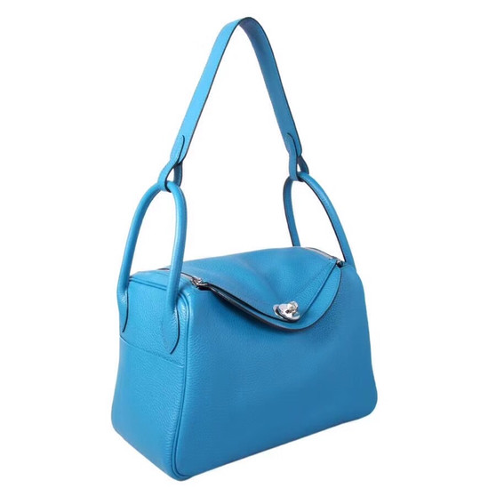 Hermes 7W Bleu Izmir Lindy 30 Togo Palladium Hardware