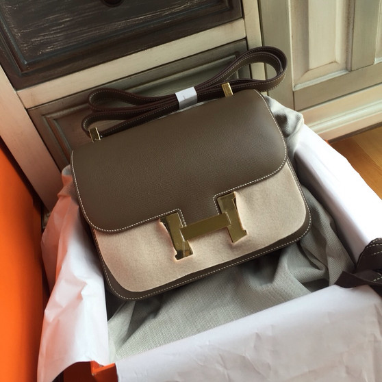 Hermes 8F Etain Constance 24 Epsom bag with Gold Hardwares 